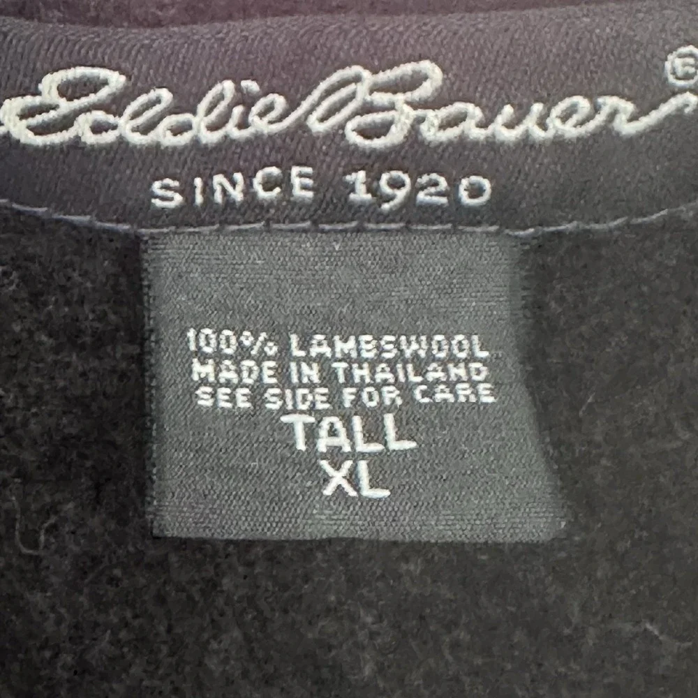 VTG Eddie Bauer Mens Lambswool Sweater XLT Cableknit Crew Neck Fisherman Brown - Picture 6 of 8
